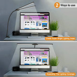 Double Head LED Clip Desk Lamp Architect Table Lamp for Home Office Lighting 3 Color Mode and 10 Dimmable Eye Protect Desk lamps