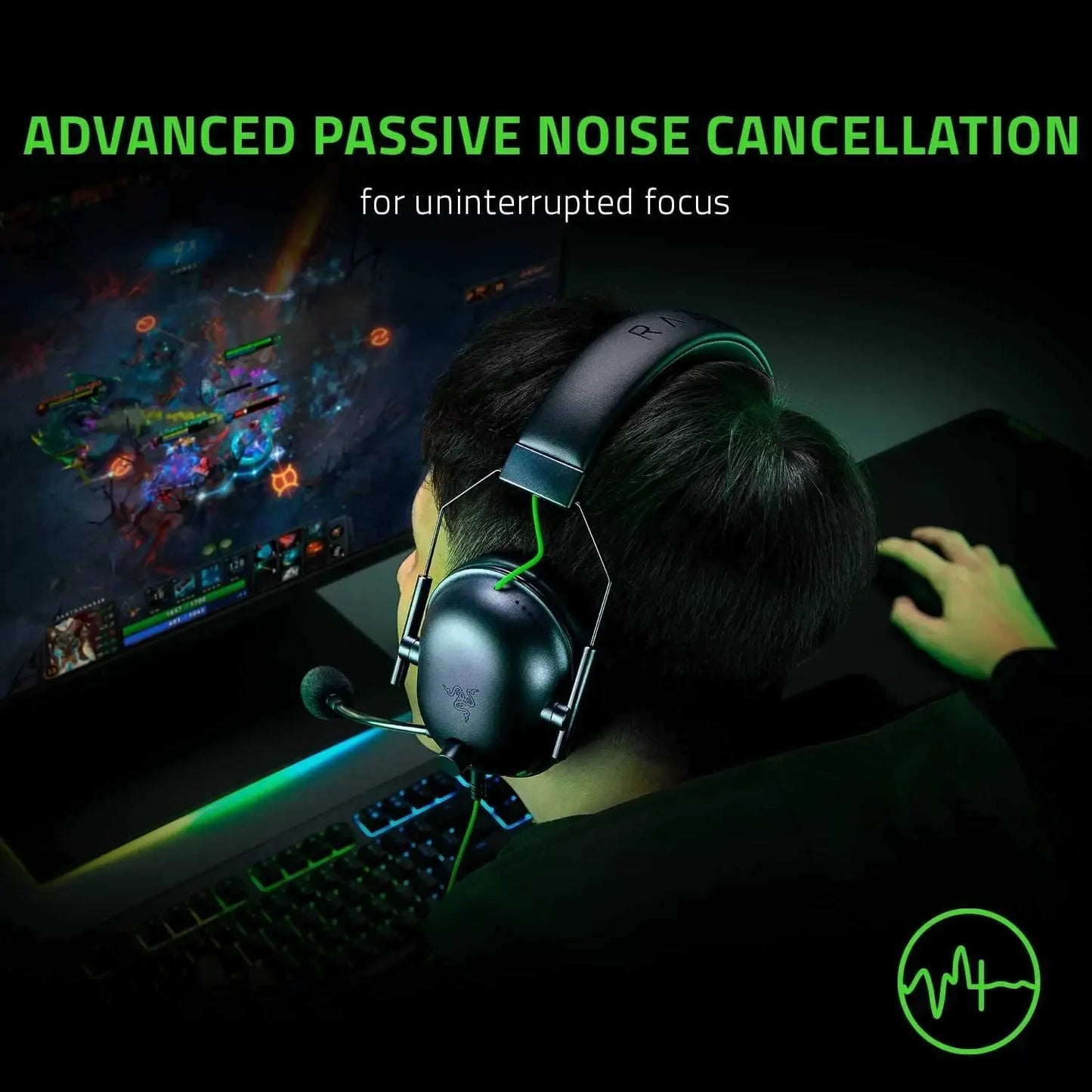 Razer BlackShark V2 X Wired Esports Headset Advanced Passive Noise Cancellation, 7.1 Surround Sound, Hyperclear Cardioid Mic - happyshop365247