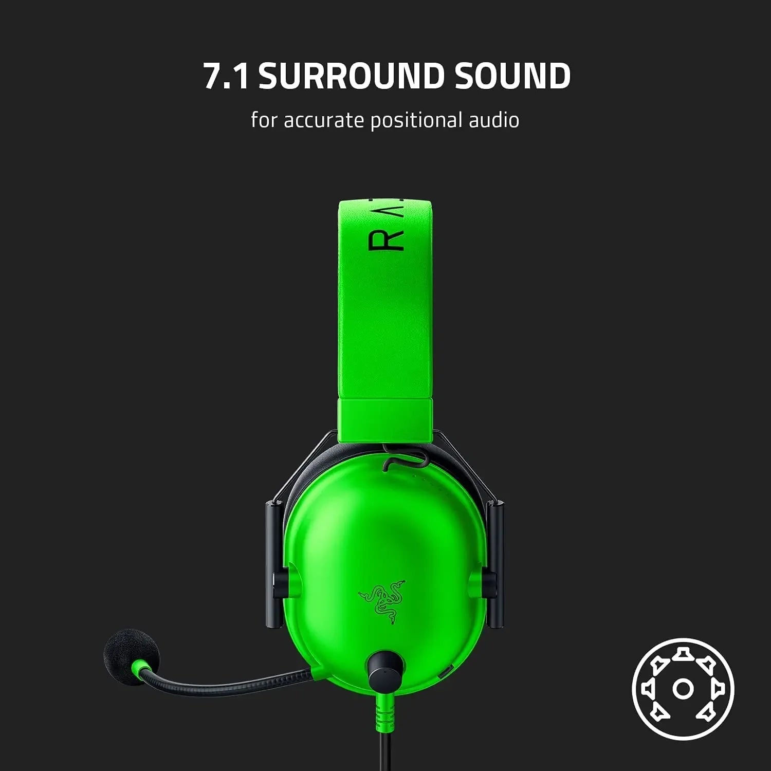 Razer BlackShark V2 X Wired Esports Headset Advanced Passive Noise Cancellation, 7.1 Surround Sound, Hyperclear Cardioid Mic - happyshop365247