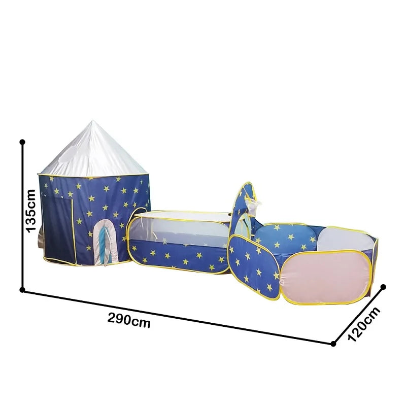 3 In 1 Tunnel Spaceship Tent House Play Toys Foldable Children Crawling Portable Ocean Pool Houses Toy Tents For Girls & Boys - happyshop365247