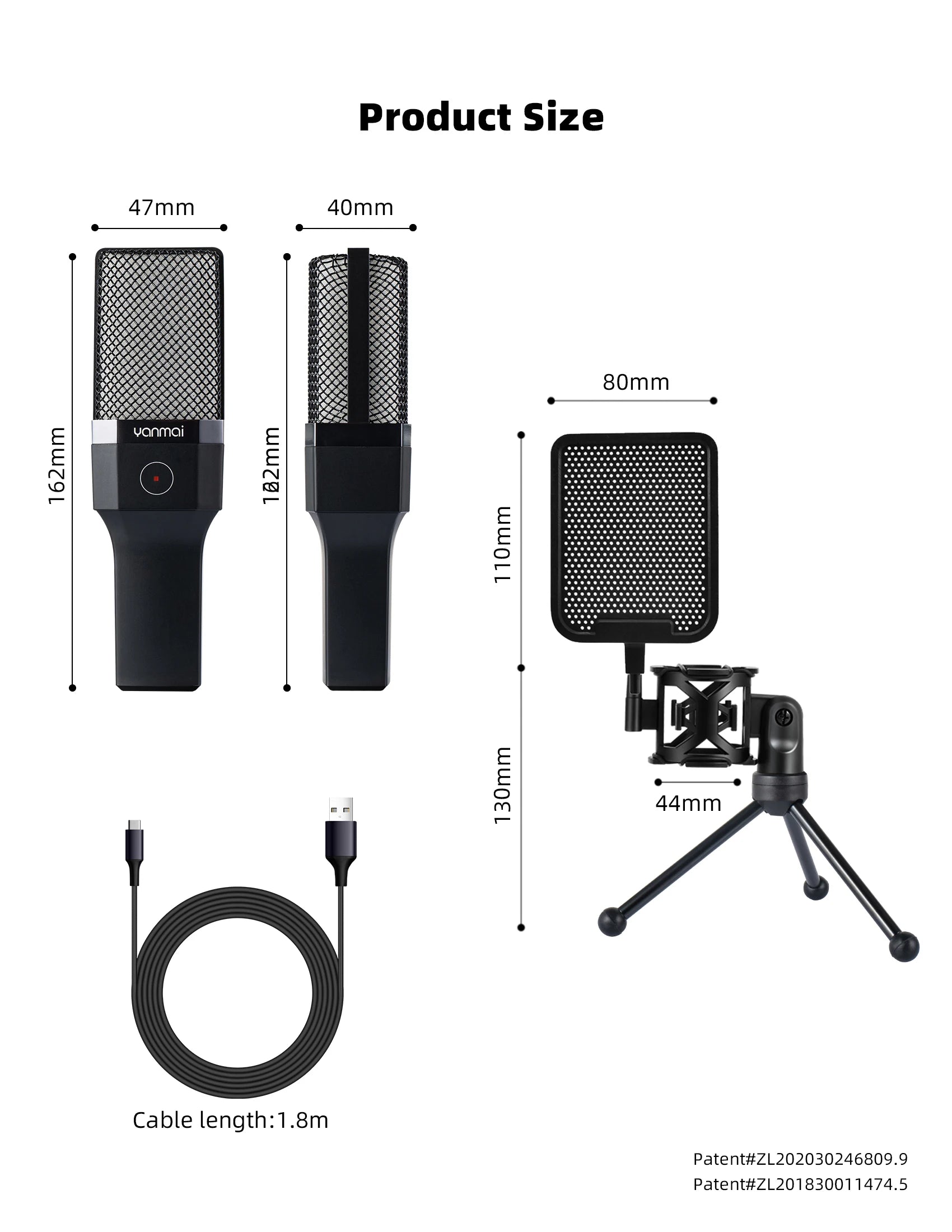 Condenser Professional Microphone Mic For PC Laptop Computer Gaming USB Wired Streaming Podcast Studio Mike Kit Gamer Accessory - happyshop365247