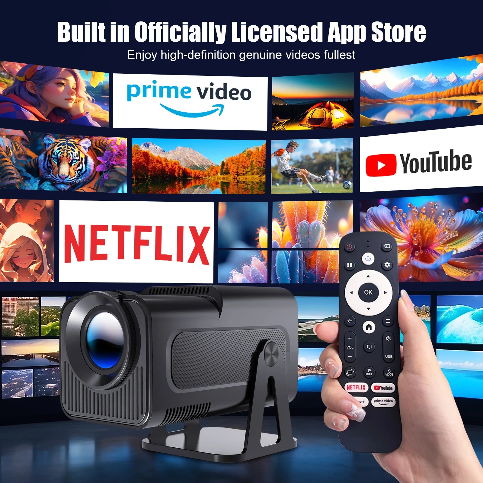 Magcubic Netflix Officially Licensed Native 1080P HY320 NTV Projector 4K 500ANSI Prime Video YouTube WIFi BT5.2 Android 13 Voice - happyshop365247
