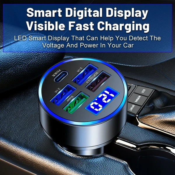 5 USB Port Super Fast Car Charger Adapter For Android Cell Phone
