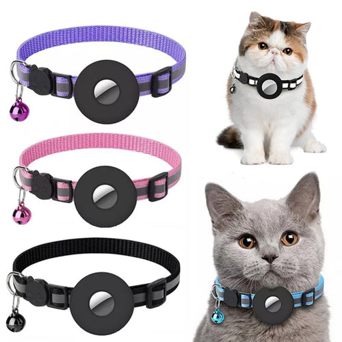 Reflective Collar Waterproof Holder Case For Airtag Air Tag Airtags Protective Cover Cat Dog Kitten Puppy Nylon Collar - happyshop365247