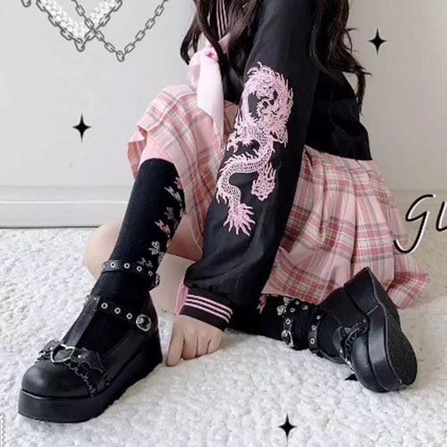 Spring round-toed sweet Mary Jane shoes, New Year wedge heel thick-soled all leather shoes, single shoes for women