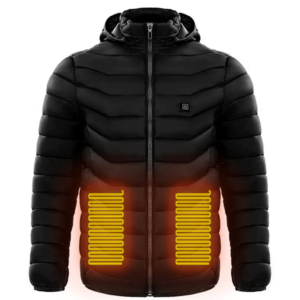 Men Heated Puffer Jacket Electric Heating Coat Insulated Hood Windbreaker 9Heat Zones