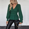 European And American Fall Women's Clothing V-neck Slim Shirt Women