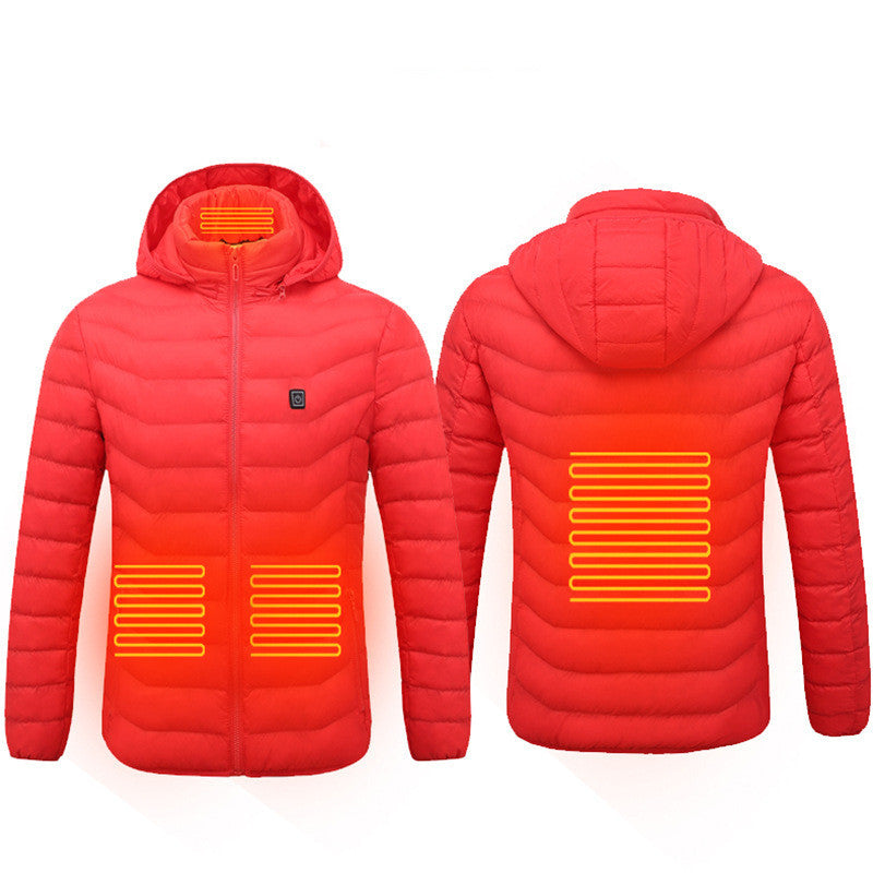 Men Heated Puffer Jacket Electric Heating Coat Insulated Hood Windbreaker 9Heat Zones - happyshop365247