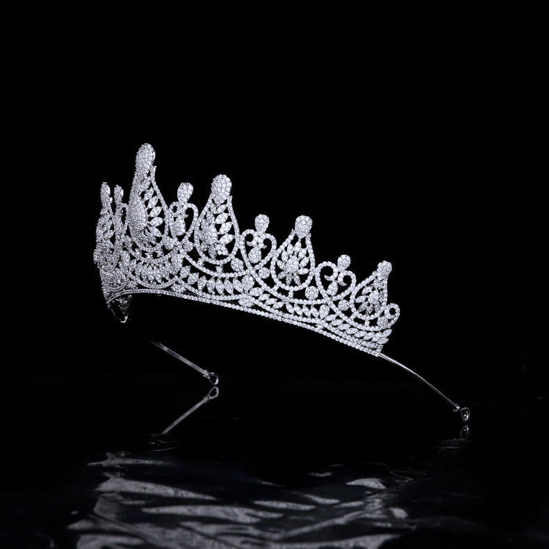 Tiara Micro-inlaid Zircon Crown Wedding Tiara - happyshop365247