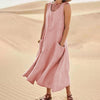 Summer Sleeveless Long Dress With Pockets Fashion Casual Loose Dresses Women's Clothing - happyshop365247