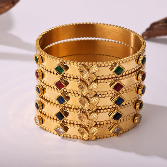 18K gold butterfly with texture design exquisite high-end bracelet - happyshop365247