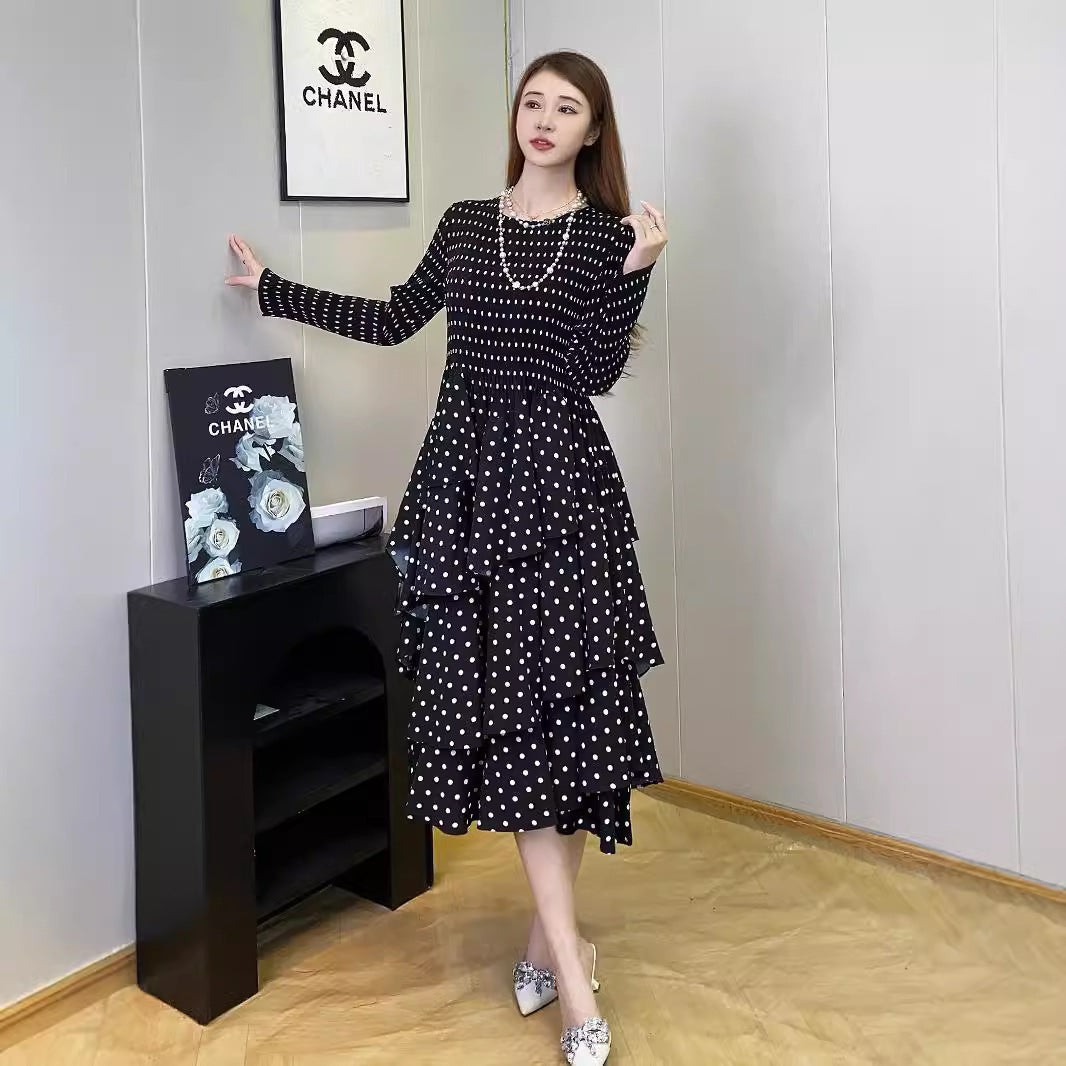 Long Sleeve A- Line Skirt Slimming Fall Women's Clothing - happyshop365247