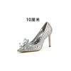 Pointed-toe slender single-toe wedding shoes, wedding shoes for brides at wedding banquets, single-toe style