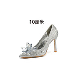 Pointed-toe slender single-toe wedding shoes, wedding shoes for brides at wedding banquets, single-toe style