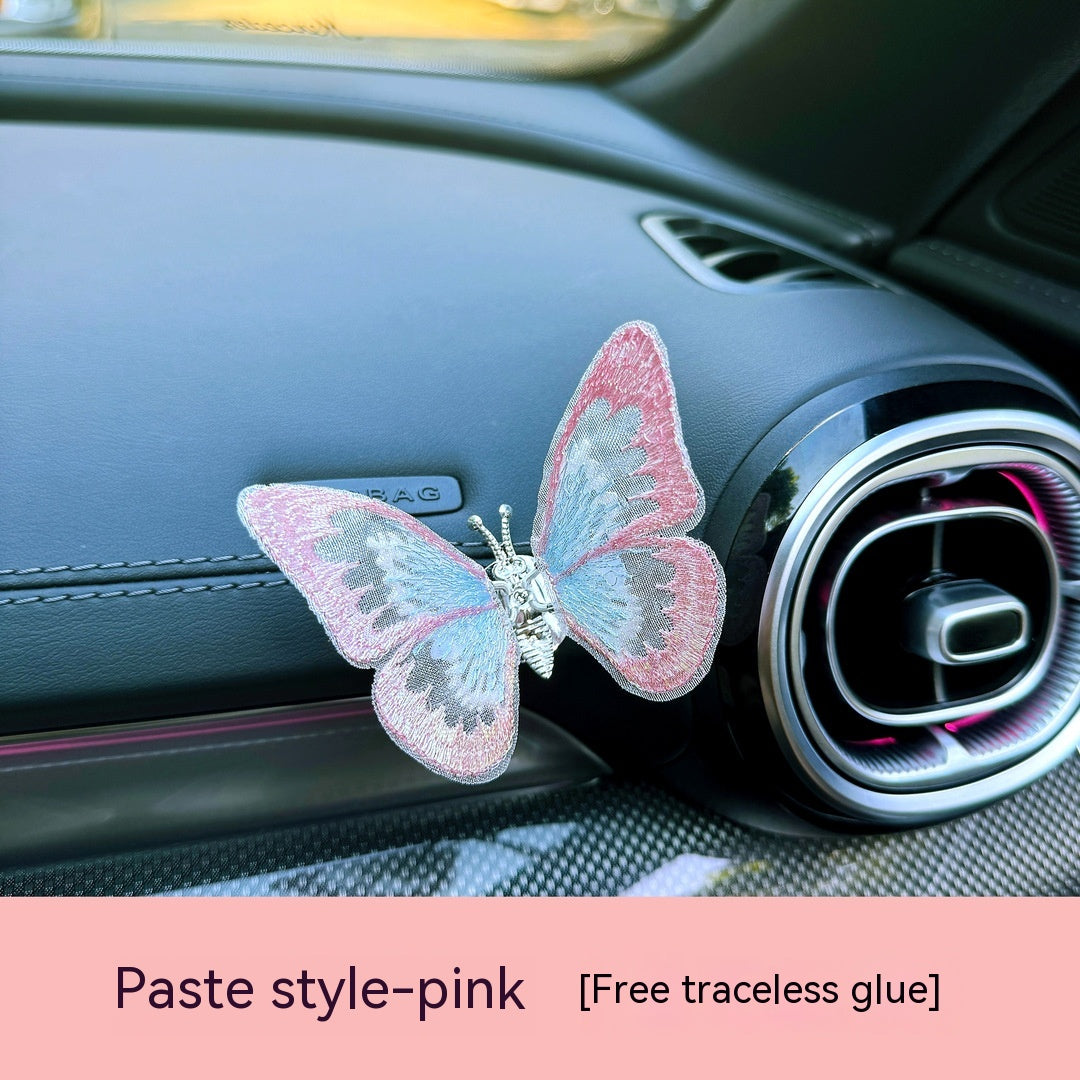 Moving Embroidery Butterfly Center Console Air Outlet Decoration Healing Series Car Accessories