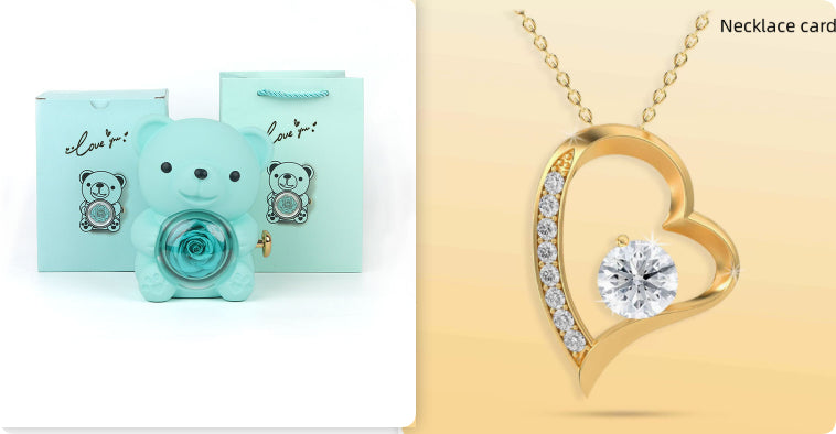 Rotating Bear Gift Box Rose Jewelry Box