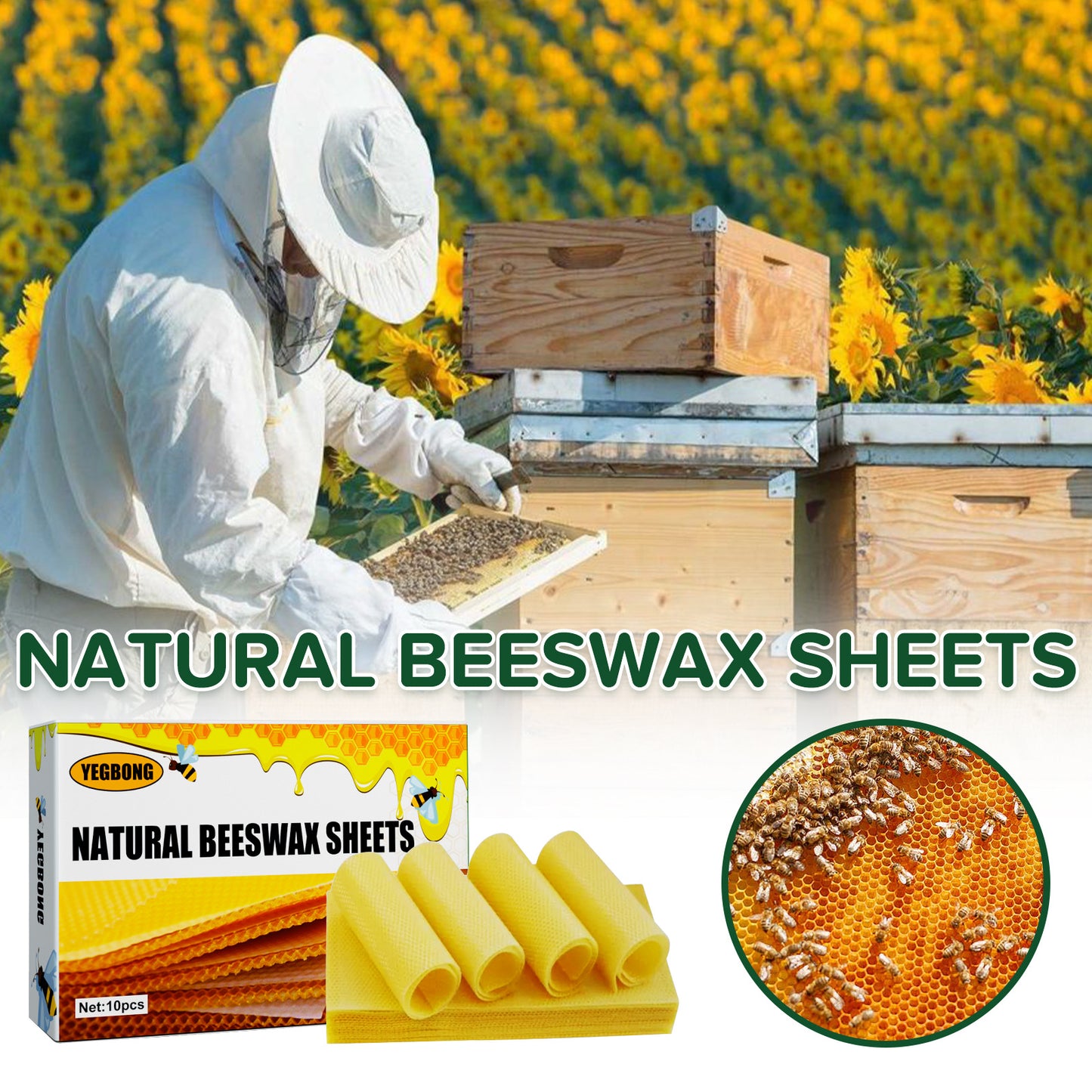 Natural Beeswax Sheets Excellent Deep Room Nest Honey Hive Frame Pieces