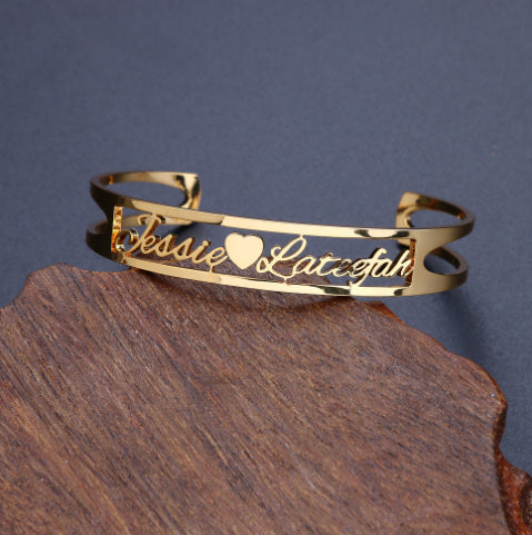 Customized Name Bracelet Personalized Custom Bangles Stainless Steel Jewelry - happyshop365247