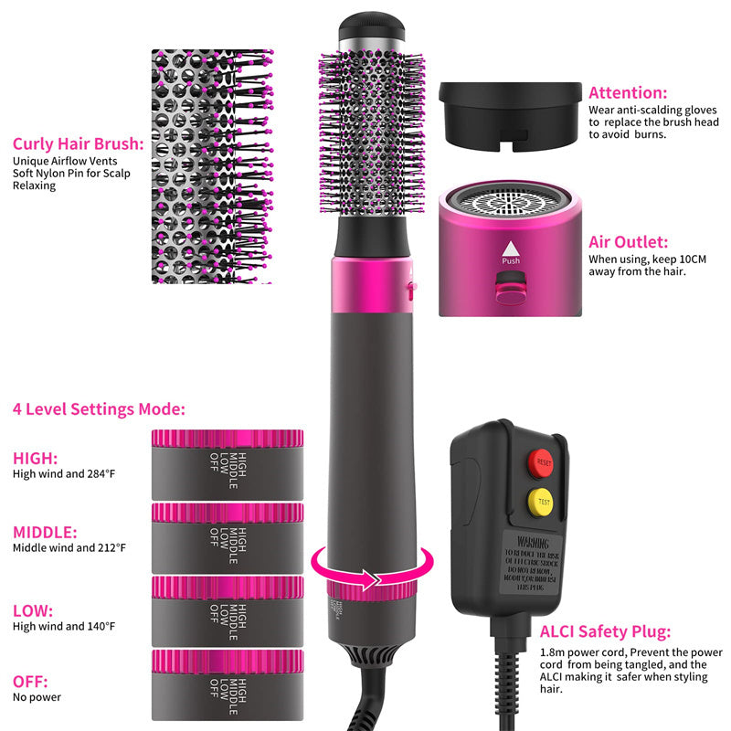 Professional 5 In 1 Hair Dryer Brush Dryer And Straightening Brush Electric Hair Styling Tool Automatic Hair Curler Beauty Supplies Gadgets - happyshop365247