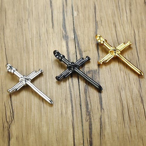 Titanium Cast Steel Nail Cross Pendant Necklace