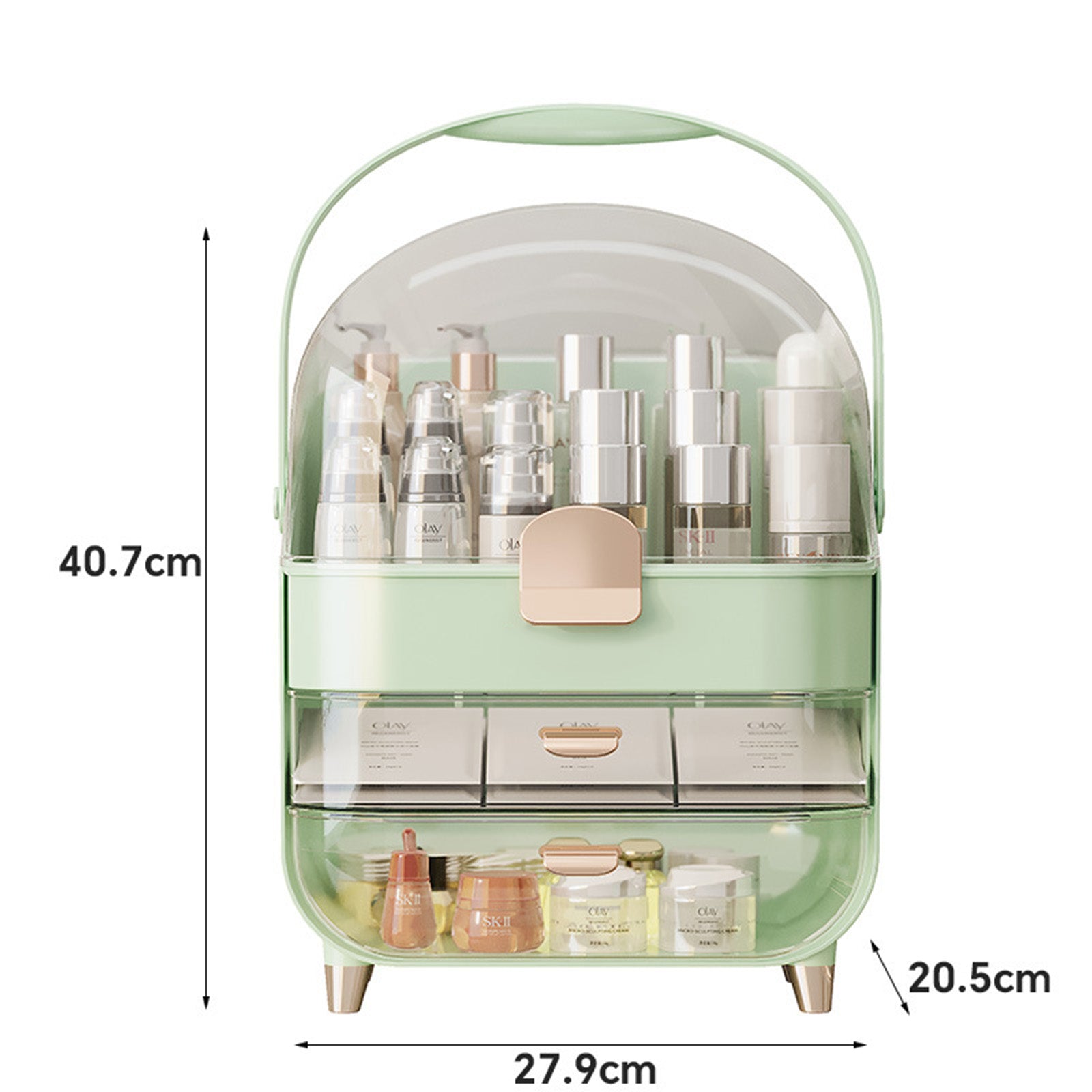Makeup Organizer With Skincare Holder - Acrylic Cosmetic Storage Box, 4 Colors - Vanity & Bathroom Counter Organizer - Perfect Teen Girl Gift - happyshop365247