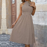 Fashion Women Dress High Waist Plaid Dress - happyshop365247