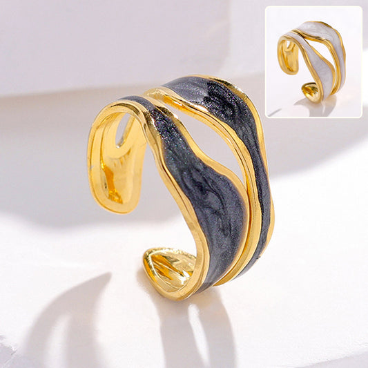 Simple Open-toed Rings Fashion Golden Titanium Steel Ring
