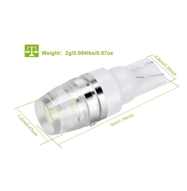 10PCS T10 LED Bulbs 194 LED Lights 12V 1W 5730 Xenon White Wedge