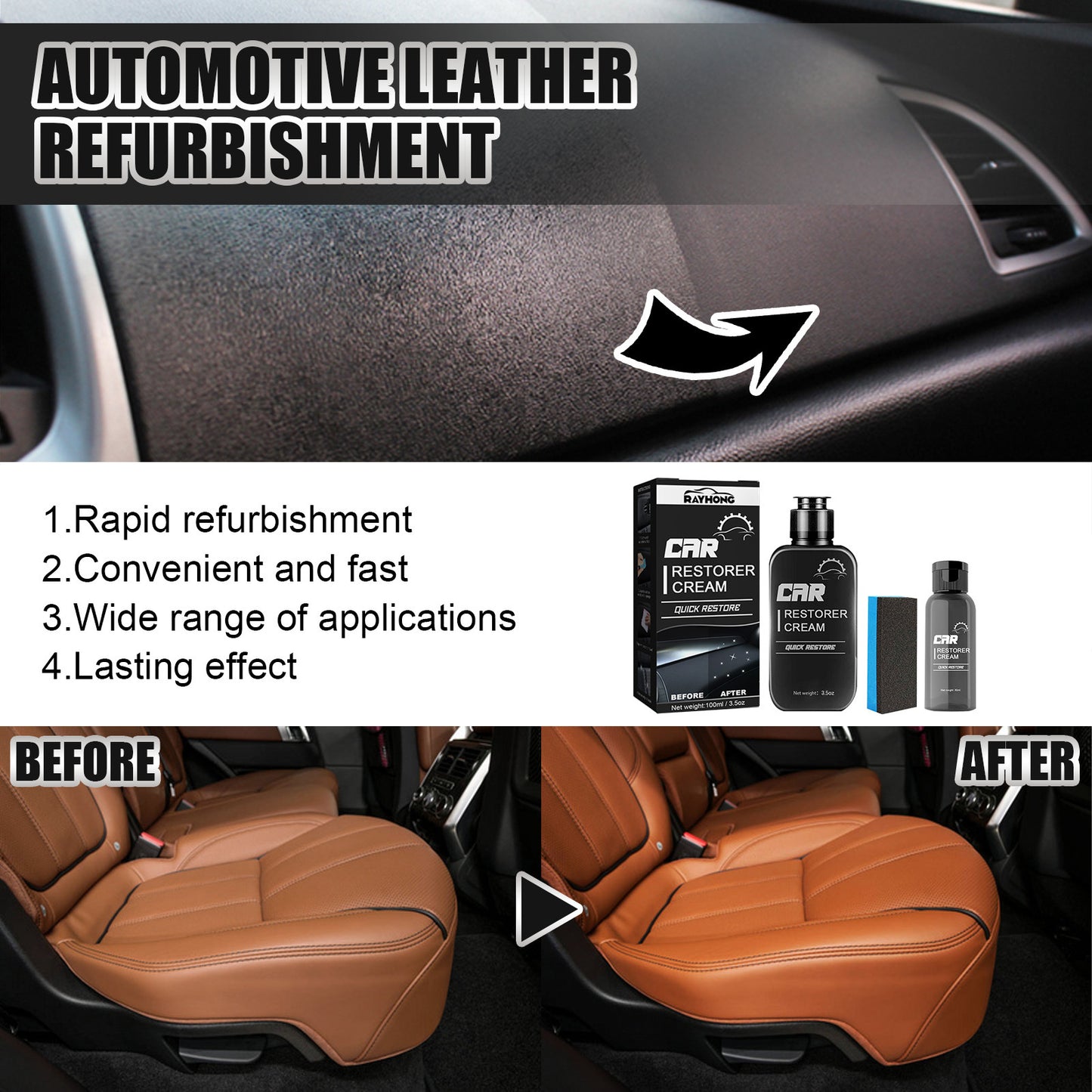 Rayhong Car Interior Renovation Agent Coated Plastic Dashboard Wax Dustproof Polished Leather Maintenance