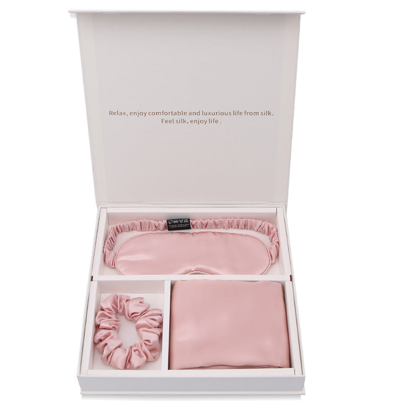 Silk Real Silk Eye Mask, Hair Loop Pillowcase - happyshop365247