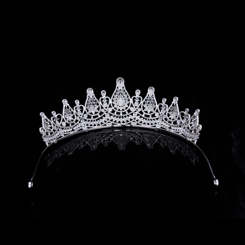 Tiara Micro-inlaid Zircon Crown Wedding Tiara - happyshop365247