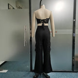 Fall Beauty Clothing Fashion Halter Top Loose Trousers Two-piece Set - happyshop365247