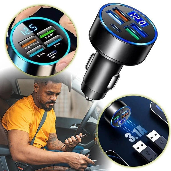 5 USB Port Super Fast Car Charger Adapter For Android Cell Phone