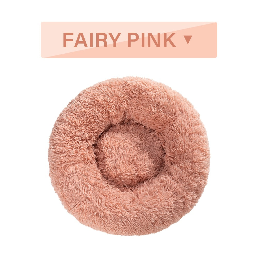 Fluffy Donut Dog Bed Warm Soft Long Plush Pet Cushion Dog House Cat Bed Washable Pet Sofa Mat Calming Samll Large Dog Beds - happyshop365247