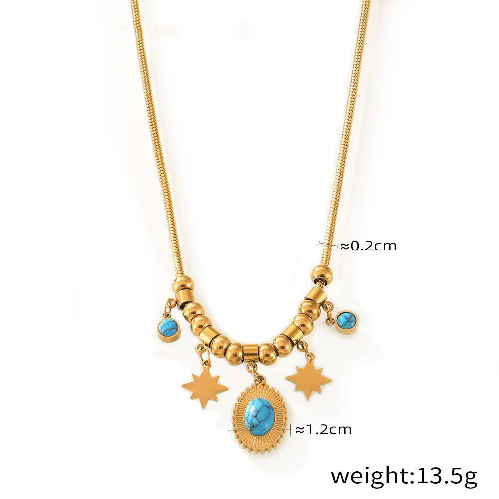 18K gold exquisite and noble butterfly/gemstone-inlaid design light luxury style necklace - happyshop365247