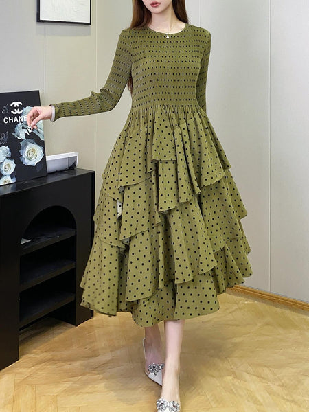 Long Sleeve A- Line Skirt Slimming Fall Women's Clothing - happyshop365247