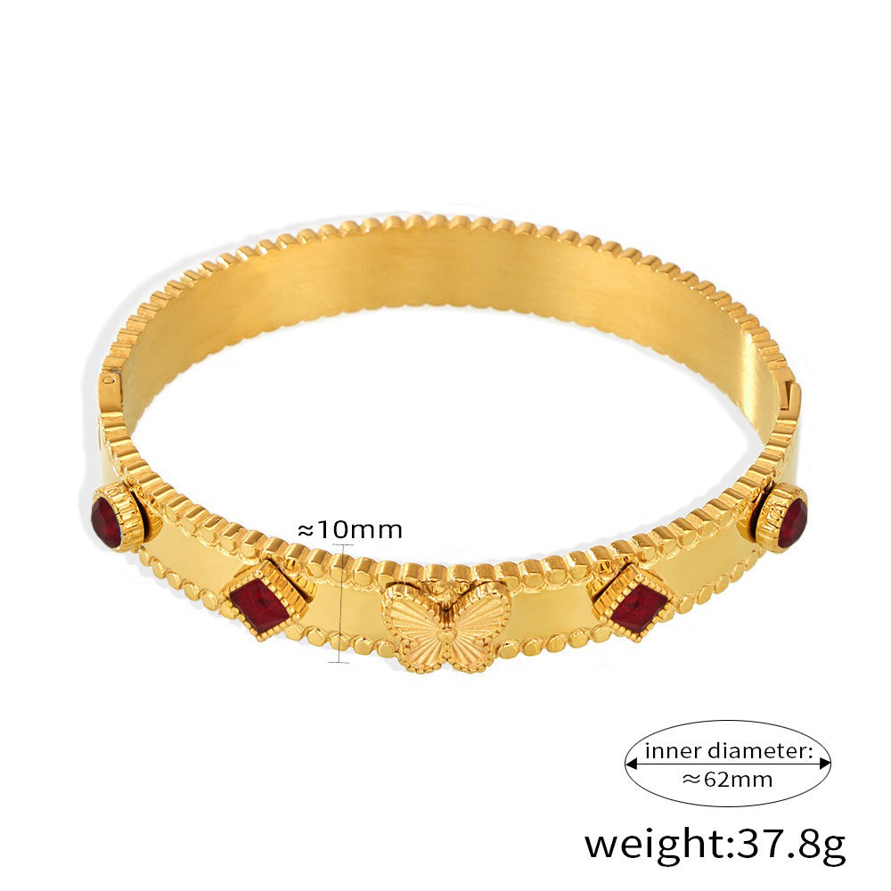 18K gold butterfly with texture design exquisite high-end bracelet - happyshop365247