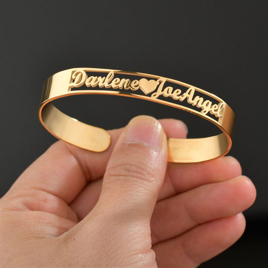 Customized Name Bracelet Personalized Custom Bangles Stainless Steel Jewelry - happyshop365247
