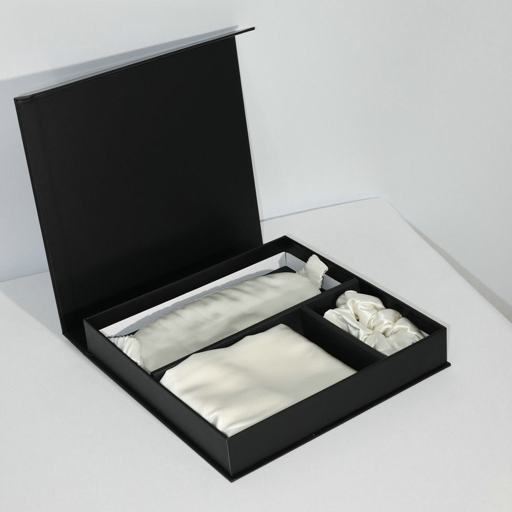 Bright Version Silk Pillowcase Eye Mask Hair Ring Three-piece Set 22 M Gift Box Set - happyshop365247