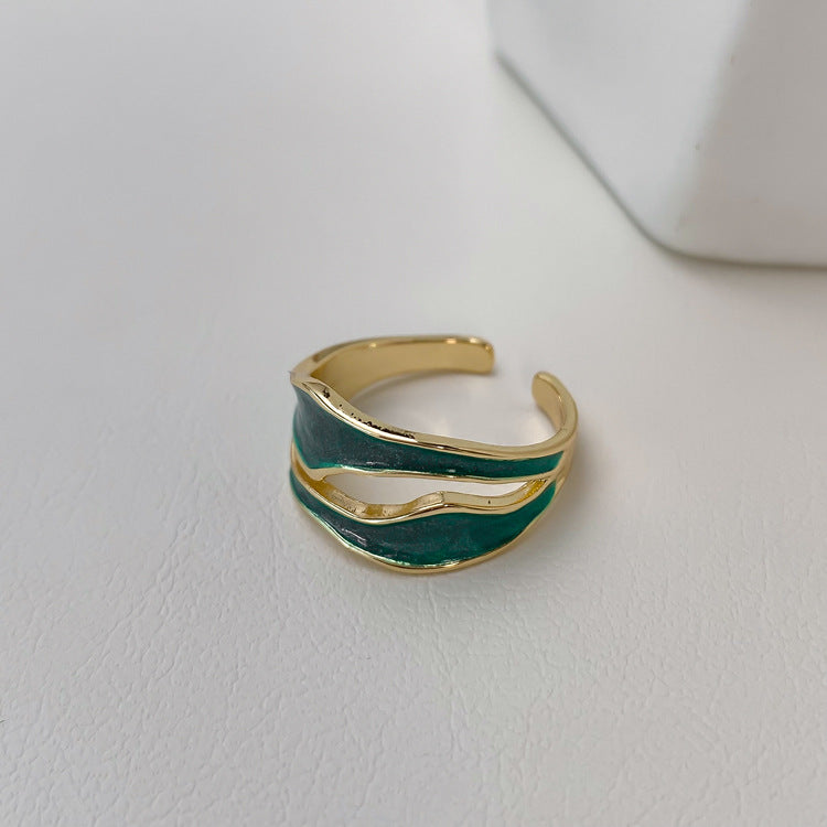 Simple Open-toed Rings Fashion Golden Titanium Steel Ring