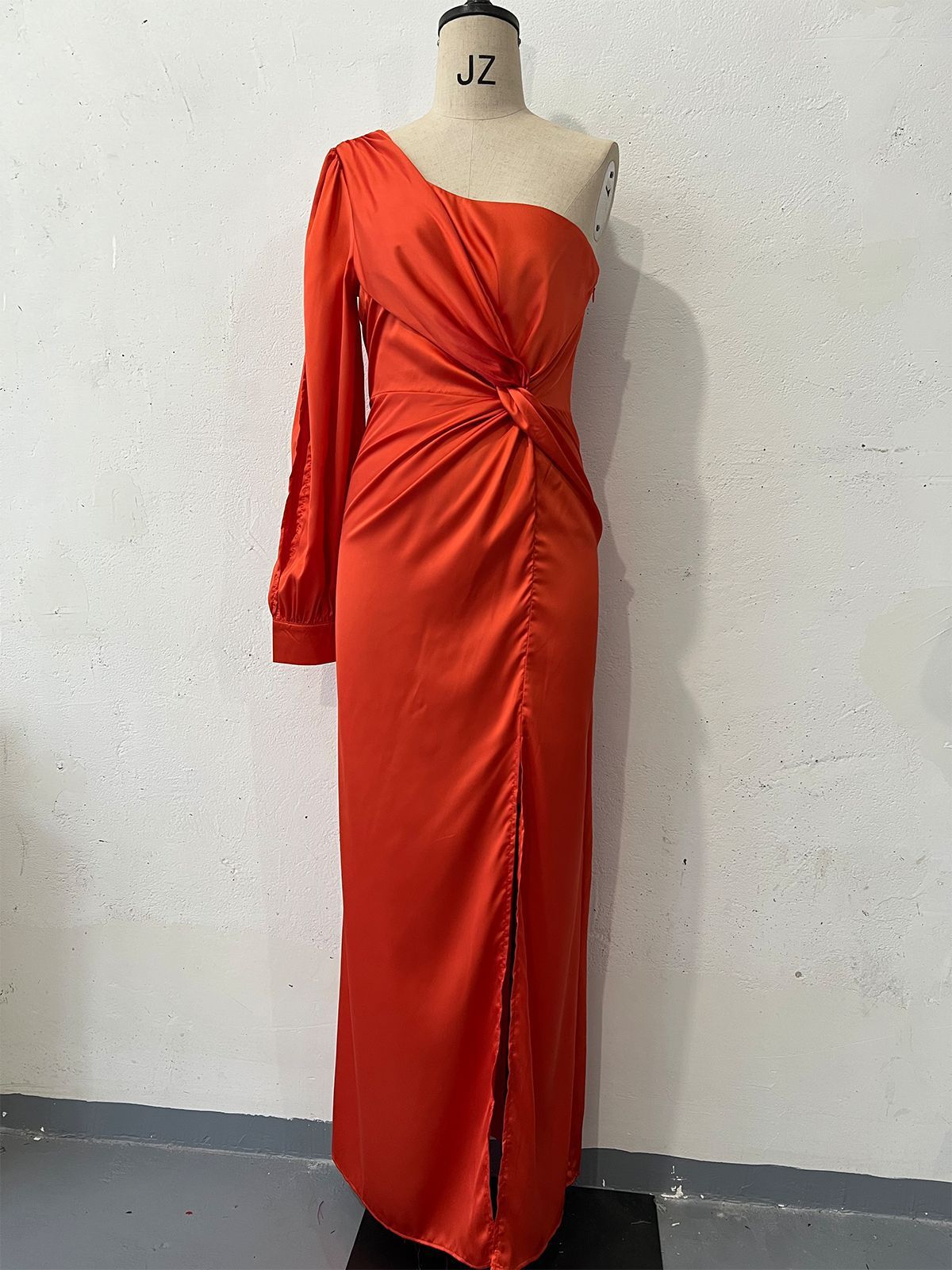 Women's One-shoulder Split Dress Ins Fashion Long-sleeved Slim Long Dresses Party Evening Clothing - happyshop365247