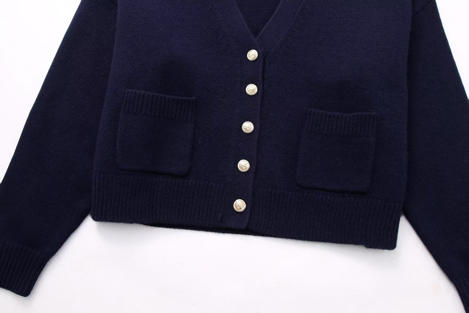 Fall New Women's Clothing Street Fashion V-neck Knitted Jacket - happyshop365247