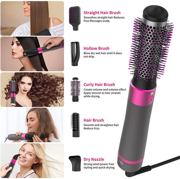 Professional 5 In 1 Hair Dryer Brush Dryer And Straightening Brush Electric Hair Styling Tool Automatic Hair Curler Beauty Supplies Gadgets - happyshop365247