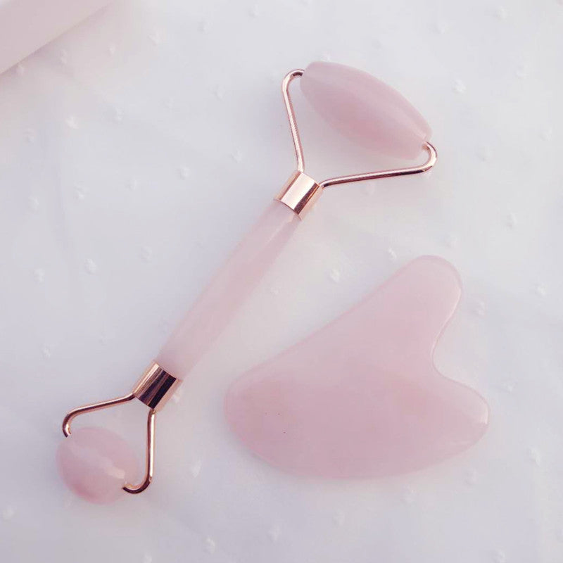 Natural Powder Crystal Jade Roller Beauty Face-lifting Double-head Massager - happyshop365247