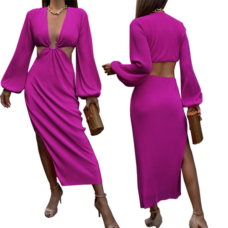 Autumn Fashion Pressed Pleated Waistless Women's Dresses - happyshop365247