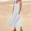 Summer Sleeveless Long Dress With Pockets Fashion Casual Loose Dresses Women's Clothing - happyshop365247