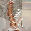 Strappy high-heeled Roman sandals for women, slender heels, the same style as celebrities, versatile snake-shaped entwined high heels