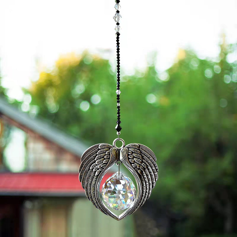 Angel Wings Metal Car Pendant Crystal Decorative Pendant