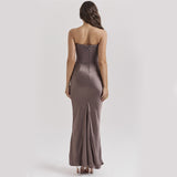 Slim Tube Top Long Dress Sexy Fashion Bandeau Backless Party Evening Dresses For Women Clothing - happyshop365247