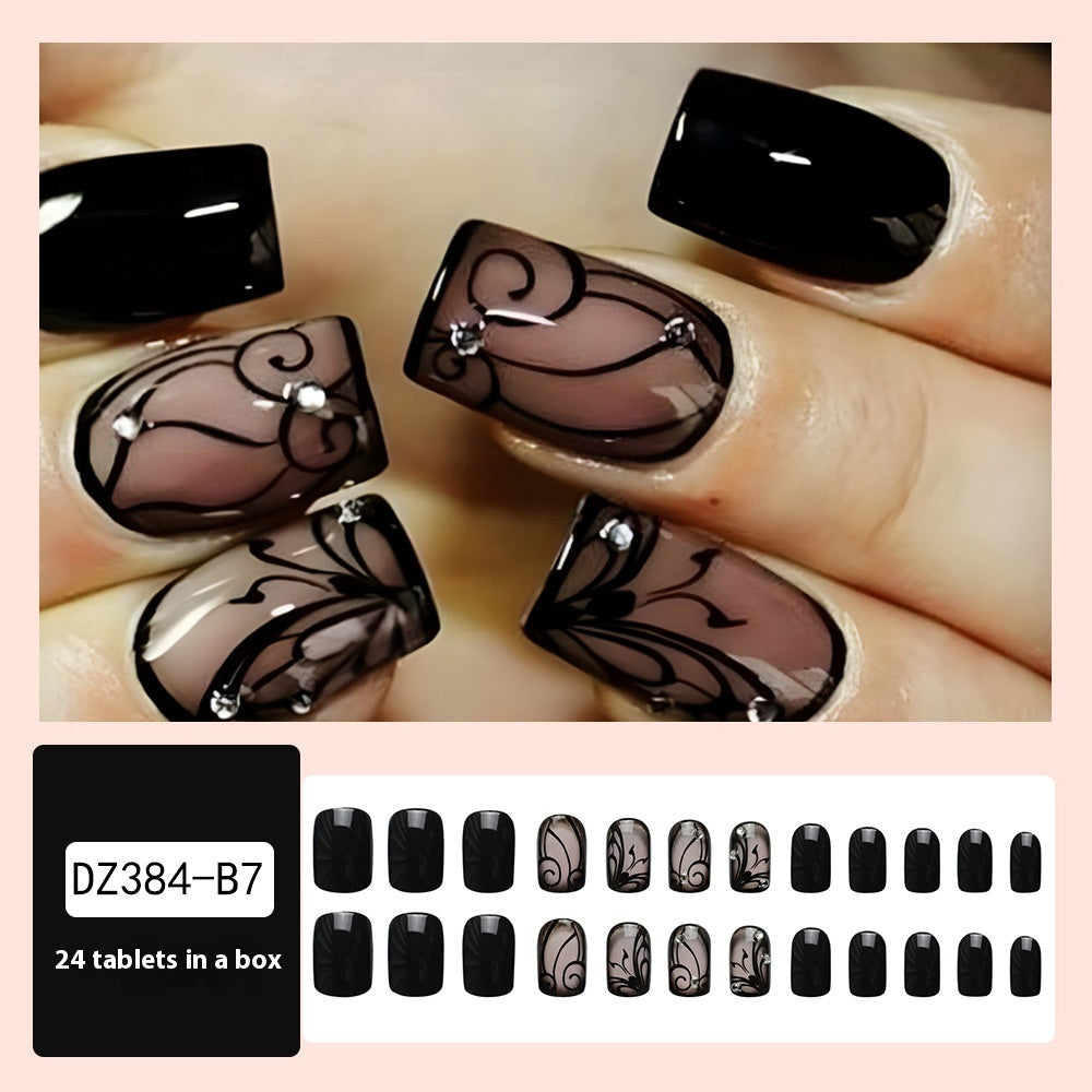 Dark Ins Style Black Vine Wearing Nails And Nails - happyshop365247